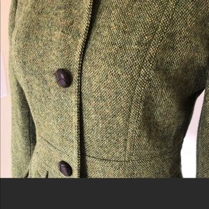 J Crew ruffle Tweed Wool Green Blazer!